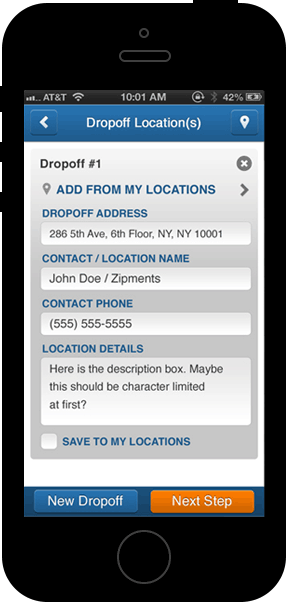 iPhone App - Dropoff Location Details