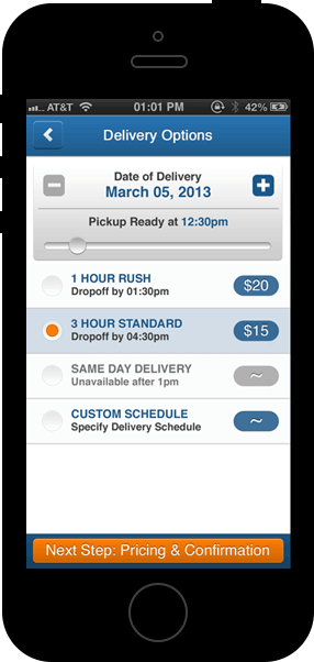 iPhone App - Delivery Time Options