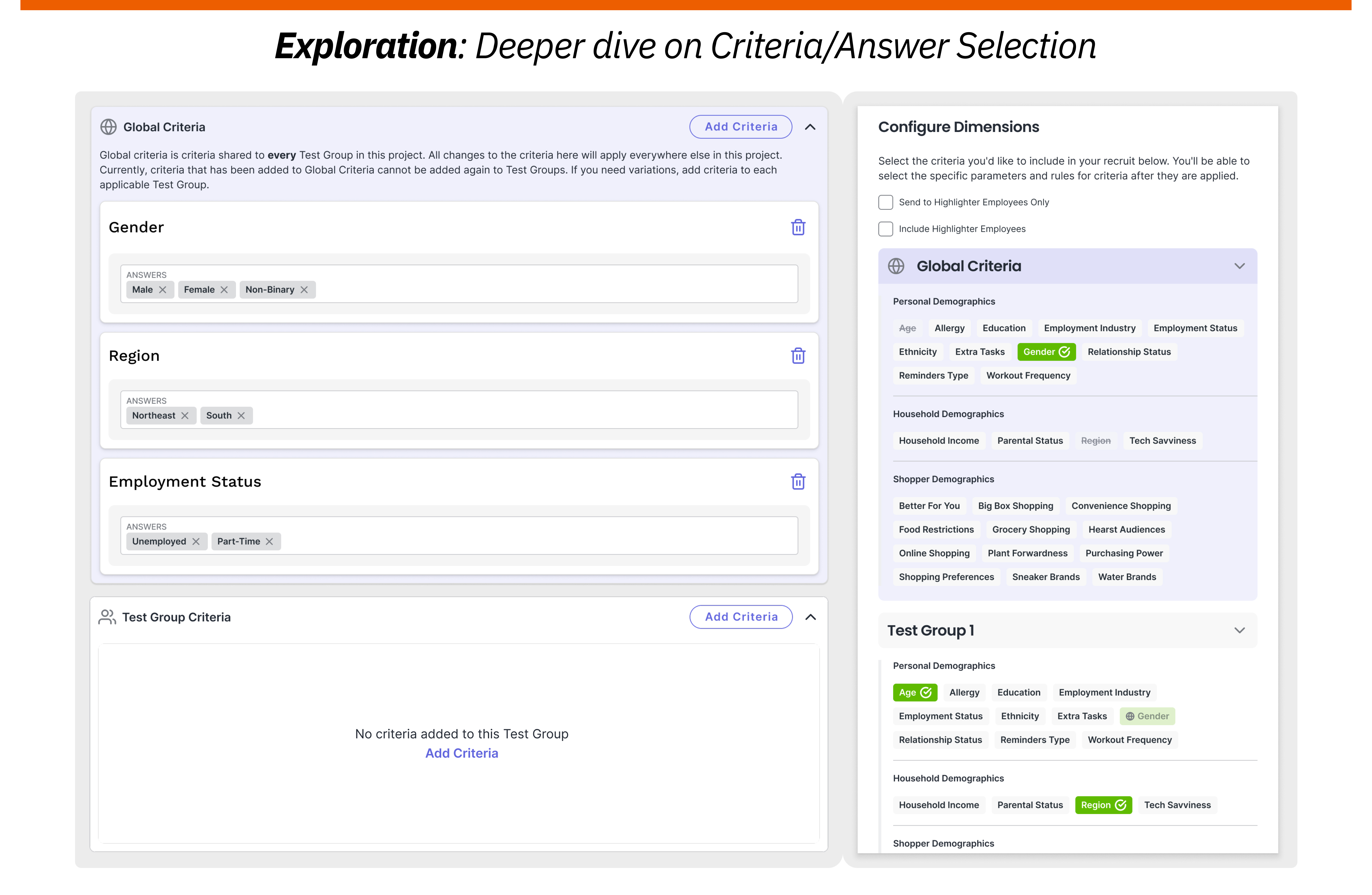 Exploration: Deeper dive on Criteria/Answer Selection